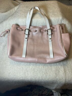Kenneth Cole Dusty Pink Leather Tote with White Straps